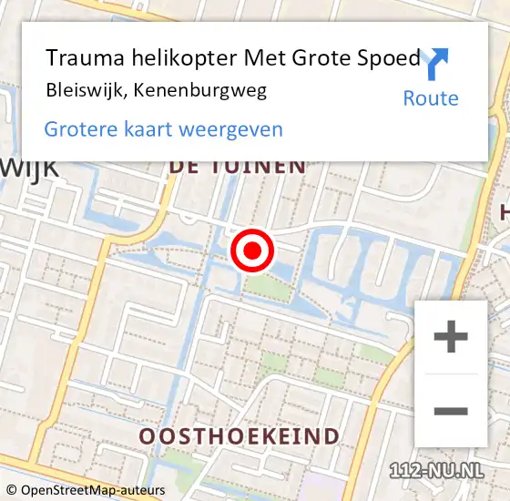 Locatie op kaart van de 112 melding: Trauma helikopter Met Grote Spoed Naar Bleiswijk, Kenenburgweg op 9 december 2023 12:33