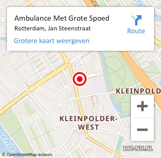 Locatie op kaart van de 112 melding: Ambulance Met Grote Spoed Naar Rotterdam, Jan Steenstraat op 9 december 2023 12:37