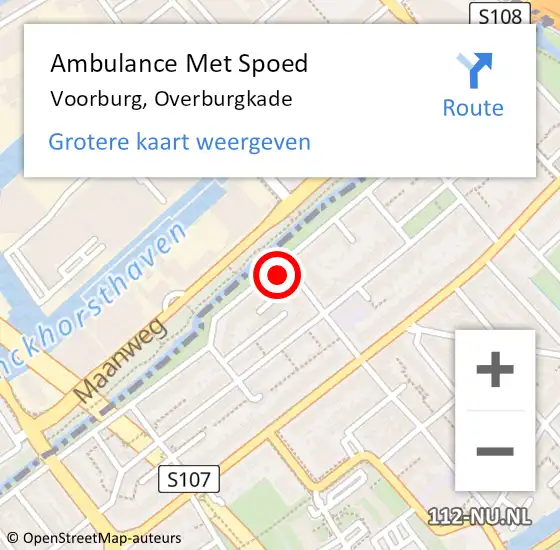 Locatie op kaart van de 112 melding: Ambulance Met Spoed Naar Voorburg, Overburgkade op 9 december 2023 12:43