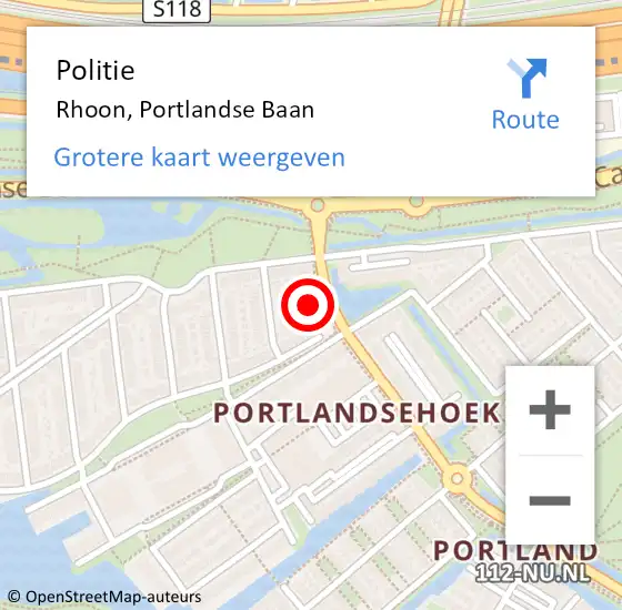 Locatie op kaart van de 112 melding: Politie Rhoon, Portlandse Baan op 9 december 2023 12:49