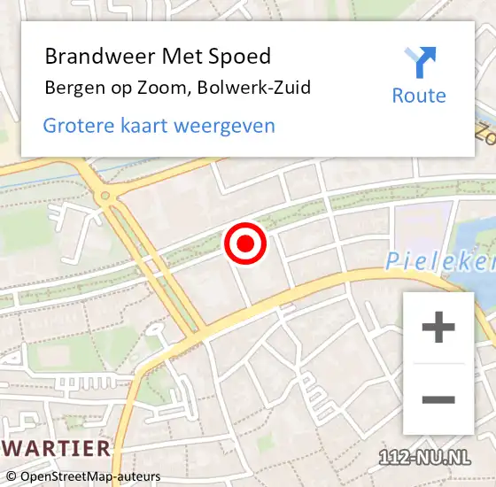 Locatie op kaart van de 112 melding: Brandweer Met Spoed Naar Bergen op Zoom, Bolwerk-Zuid op 9 december 2023 13:00