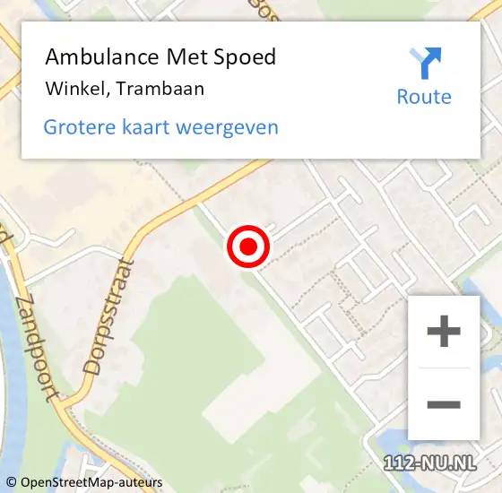 Locatie op kaart van de 112 melding: Ambulance Met Spoed Naar Winkel, Trambaan op 9 december 2023 13:18