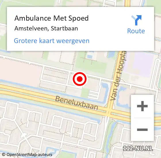 Locatie op kaart van de 112 melding: Ambulance Met Spoed Naar Amstelveen, Startbaan op 9 december 2023 13:20