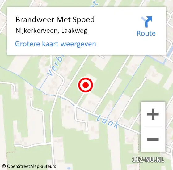 Locatie op kaart van de 112 melding: Brandweer Met Spoed Naar Nijkerkerveen, Laakweg op 9 december 2023 13:32