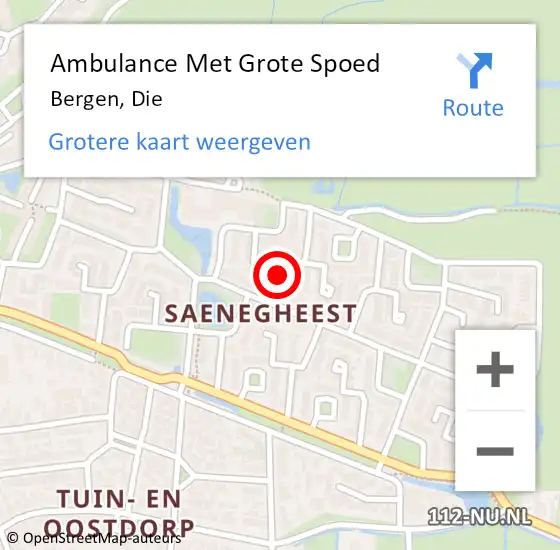 Locatie op kaart van de 112 melding: Ambulance Met Grote Spoed Naar Bergen, Die op 9 december 2023 13:41