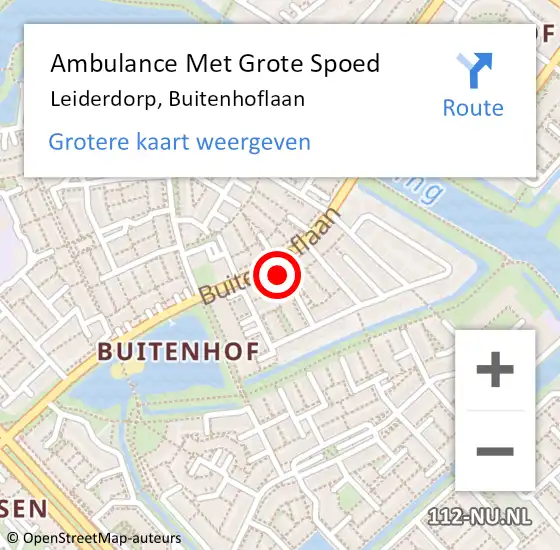 Locatie op kaart van de 112 melding: Ambulance Met Grote Spoed Naar Leiderdorp, Buitenhoflaan op 9 december 2023 13:47