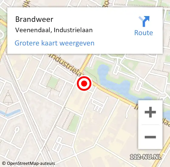 Locatie op kaart van de 112 melding: Brandweer Veenendaal, Industrielaan op 9 december 2023 13:48