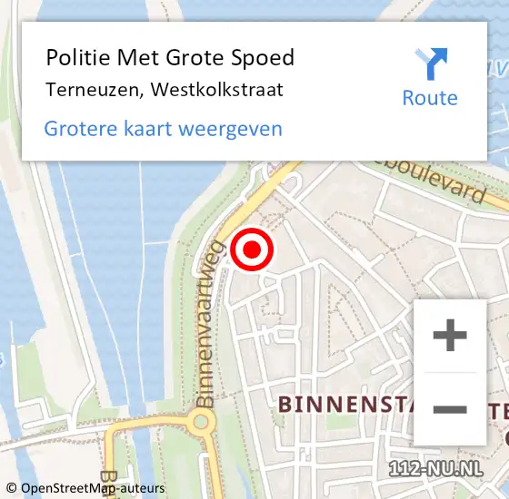 Locatie op kaart van de 112 melding: Politie Met Grote Spoed Naar Terneuzen, Westkolkstraat op 9 december 2023 13:56