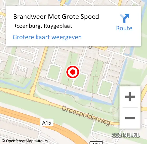 Locatie op kaart van de 112 melding: Brandweer Met Grote Spoed Naar Rozenburg, Ruygeplaat op 9 december 2023 13:58