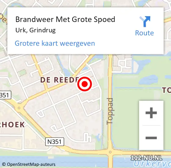 Locatie op kaart van de 112 melding: Brandweer Met Grote Spoed Naar Urk, Grindrug op 9 december 2023 14:01