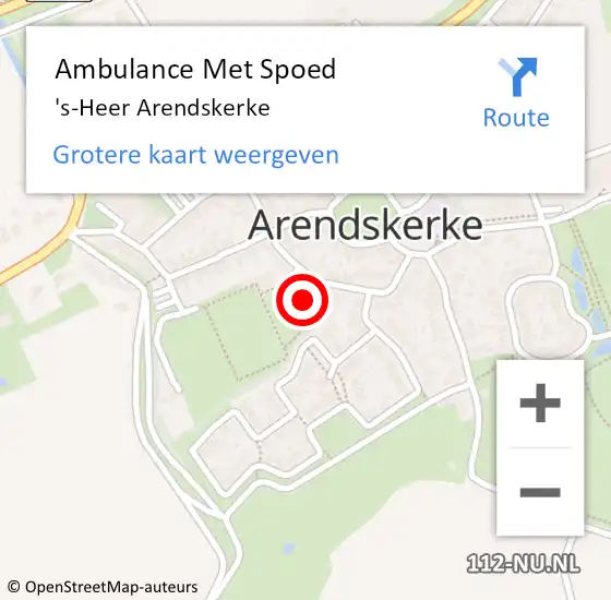 Locatie op kaart van de 112 melding: Ambulance Met Spoed Naar 's-Heer Arendskerke op 9 december 2023 14:02