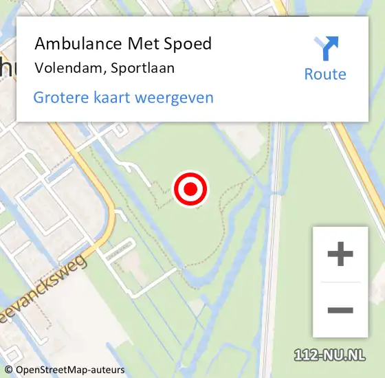 Locatie op kaart van de 112 melding: Ambulance Met Spoed Naar Volendam, Sportlaan op 9 december 2023 14:04