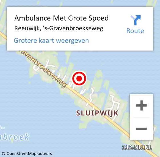 Locatie op kaart van de 112 melding: Ambulance Met Grote Spoed Naar Reeuwijk, 's-Gravenbroekseweg op 9 december 2023 14:10