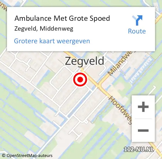 Locatie op kaart van de 112 melding: Ambulance Met Grote Spoed Naar Zegveld, Middenweg op 9 december 2023 14:19