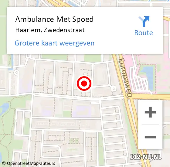 Locatie op kaart van de 112 melding: Ambulance Met Spoed Naar Haarlem, Zwedenstraat op 9 december 2023 14:21