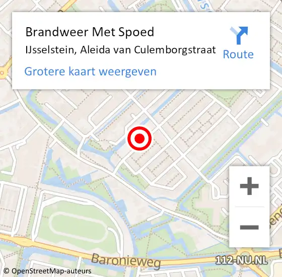 Locatie op kaart van de 112 melding: Brandweer Met Spoed Naar IJsselstein, Aleida van Culemborgstraat op 9 december 2023 15:58