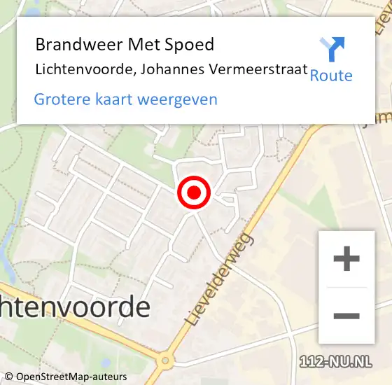 Locatie op kaart van de 112 melding: Brandweer Met Spoed Naar Lichtenvoorde, Johannes Vermeerstraat op 9 december 2023 16:06