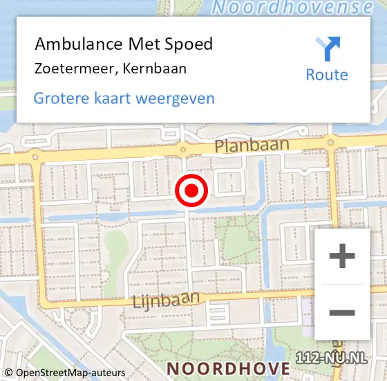 Locatie op kaart van de 112 melding: Ambulance Met Spoed Naar Zoetermeer, Kernbaan op 9 december 2023 16:17