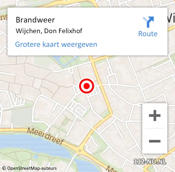 Locatie op kaart van de 112 melding: Brandweer Wijchen, Don Felixhof op 9 december 2023 16:26