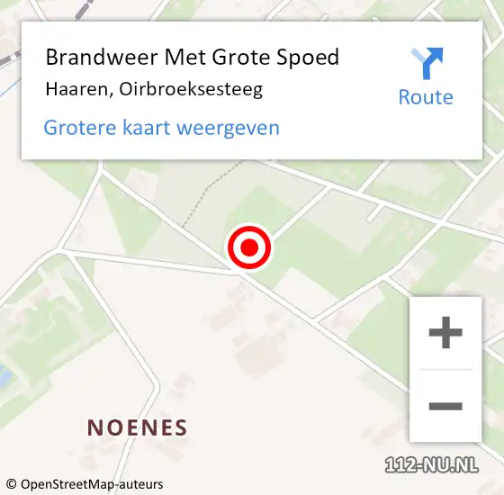 Locatie op kaart van de 112 melding: Brandweer Met Grote Spoed Naar Haaren, Oirbroeksesteeg op 9 december 2023 16:34