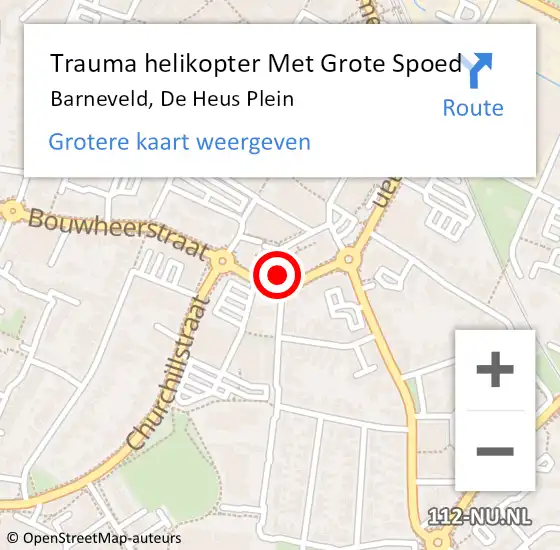Locatie op kaart van de 112 melding: Trauma helikopter Met Grote Spoed Naar Barneveld, De Heus Plein op 9 december 2023 16:39