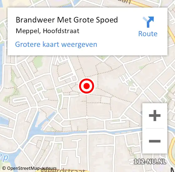 Locatie op kaart van de 112 melding: Brandweer Met Grote Spoed Naar Meppel, Hoofdstraat op 9 december 2023 16:41