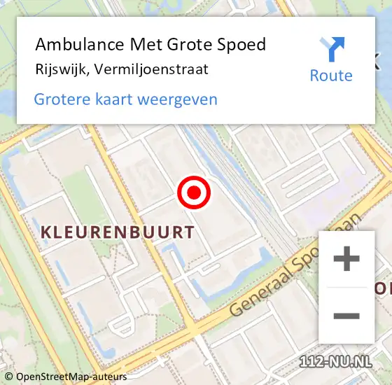 Locatie op kaart van de 112 melding: Ambulance Met Grote Spoed Naar Rijswijk, Vermiljoenstraat op 9 december 2023 16:47