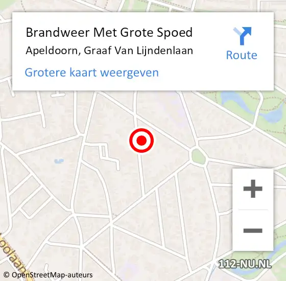 Locatie op kaart van de 112 melding: Brandweer Met Grote Spoed Naar Apeldoorn, Graaf Van Lijndenlaan op 9 december 2023 16:47