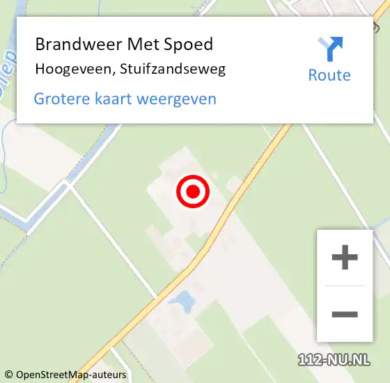 Locatie op kaart van de 112 melding: Brandweer Met Spoed Naar Hoogeveen, Stuifzandseweg op 9 december 2023 16:56