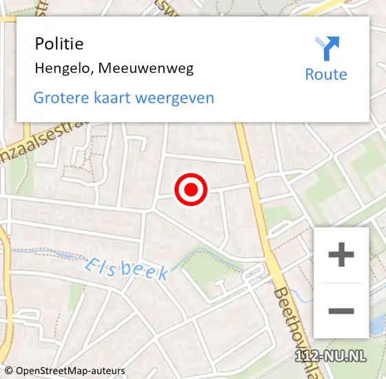 Locatie op kaart van de 112 melding: Politie Hengelo, Meeuwenweg op 9 december 2023 17:03