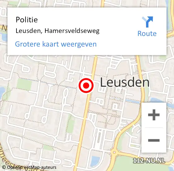 Locatie op kaart van de 112 melding: Politie Leusden, Hamersveldseweg op 9 december 2023 17:10