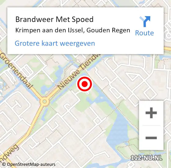 Locatie op kaart van de 112 melding: Brandweer Met Spoed Naar Krimpen aan den IJssel, Gouden Regen op 9 december 2023 17:27