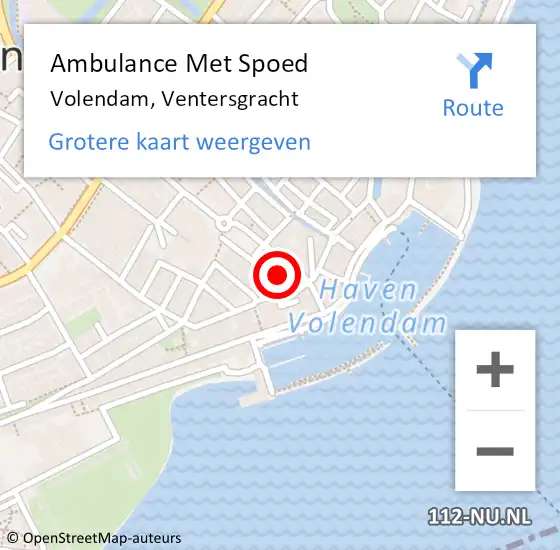 Locatie op kaart van de 112 melding: Ambulance Met Spoed Naar Volendam, Ventersgracht op 9 december 2023 17:32