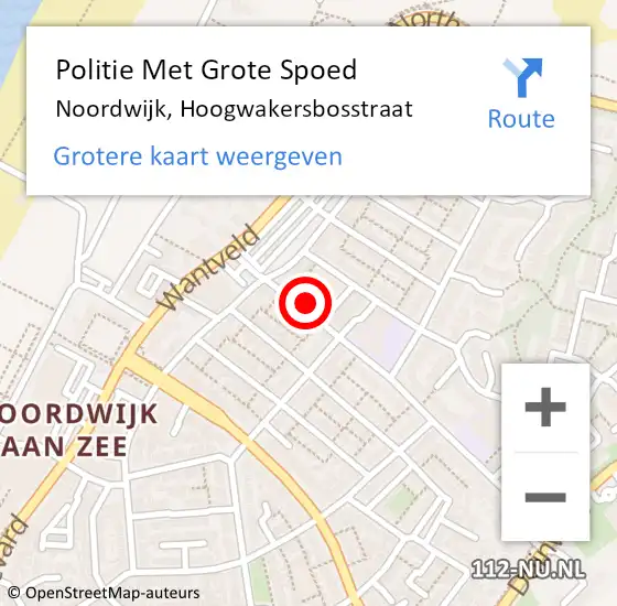 Locatie op kaart van de 112 melding: Politie Met Grote Spoed Naar Noordwijk, Hoogwakersbosstraat op 9 december 2023 17:40