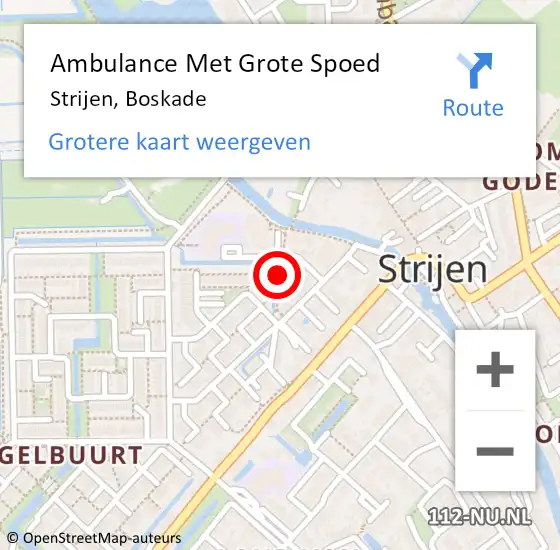 Locatie op kaart van de 112 melding: Ambulance Met Grote Spoed Naar Strijen, Boskade op 9 december 2023 17:49