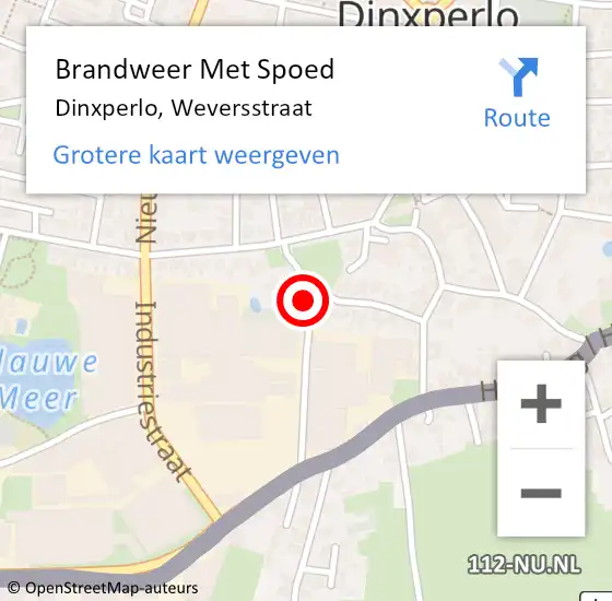 Locatie op kaart van de 112 melding: Brandweer Met Spoed Naar Dinxperlo, Weversstraat op 9 december 2023 18:09