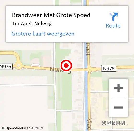 Locatie op kaart van de 112 melding: Brandweer Met Grote Spoed Naar Ter Apel, Nulweg op 9 december 2023 18:12