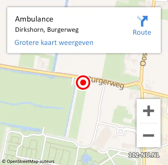 Locatie op kaart van de 112 melding: Ambulance Dirkshorn, Burgerweg op 9 december 2023 18:14