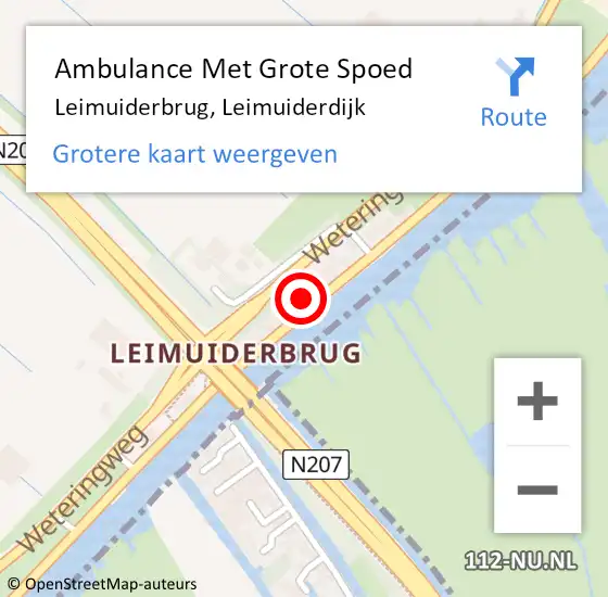Locatie op kaart van de 112 melding: Ambulance Met Grote Spoed Naar Leimuiderbrug, Leimuiderdijk op 9 december 2023 18:18