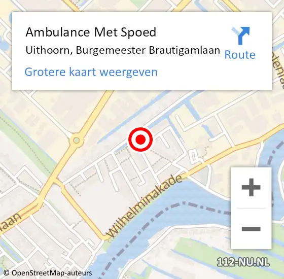 Locatie op kaart van de 112 melding: Ambulance Met Spoed Naar Uithoorn, Burgemeester Brautigamlaan op 9 december 2023 18:29