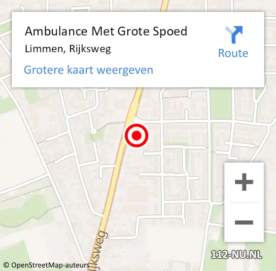 Locatie op kaart van de 112 melding: Ambulance Met Grote Spoed Naar Limmen, Rijksweg op 9 december 2023 19:08