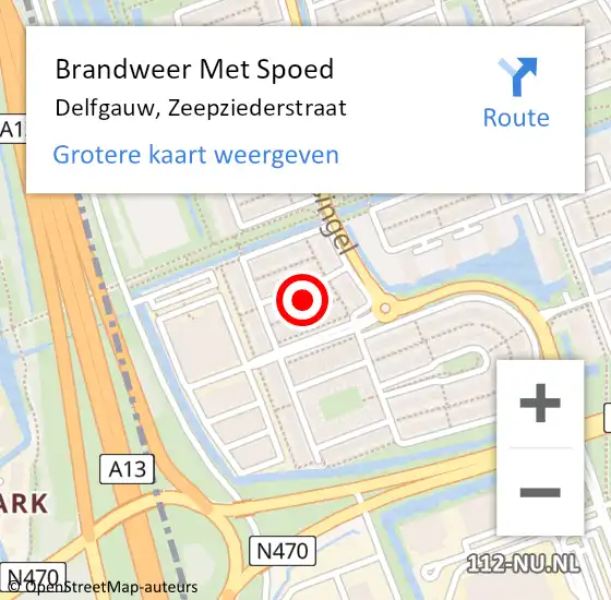 Locatie op kaart van de 112 melding: Brandweer Met Spoed Naar Delfgauw, Zeepziederstraat op 9 december 2023 19:09