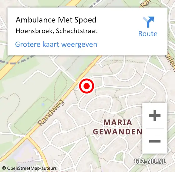 Locatie op kaart van de 112 melding: Ambulance Met Spoed Naar Hoensbroek, Schachtstraat op 18 september 2014 00:59