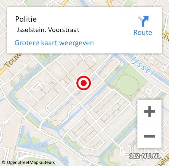 Locatie op kaart van de 112 melding: Politie IJsselstein, Voorstraat op 9 december 2023 19:41