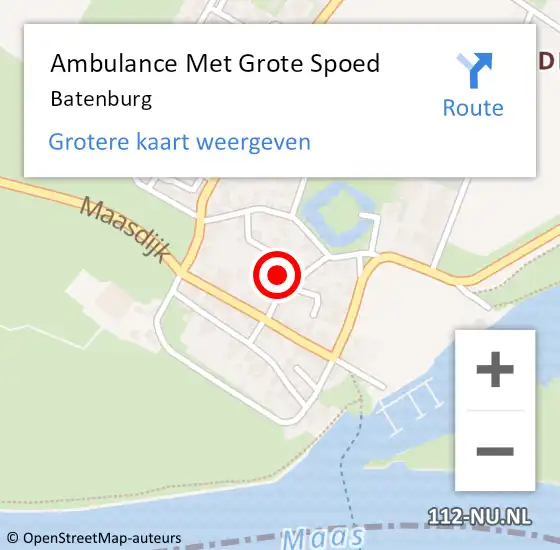 Locatie op kaart van de 112 melding: Ambulance Met Grote Spoed Naar Batenburg op 9 december 2023 19:42