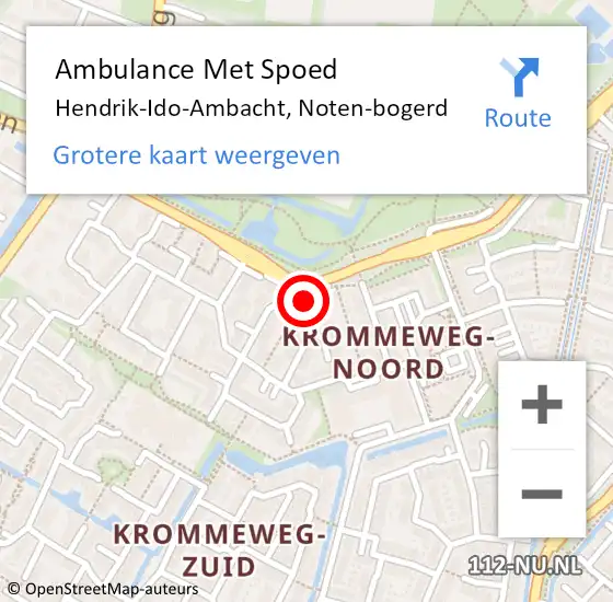 Locatie op kaart van de 112 melding: Ambulance Met Spoed Naar Hendrik-Ido-Ambacht, Noten-bogerd op 9 december 2023 19:44