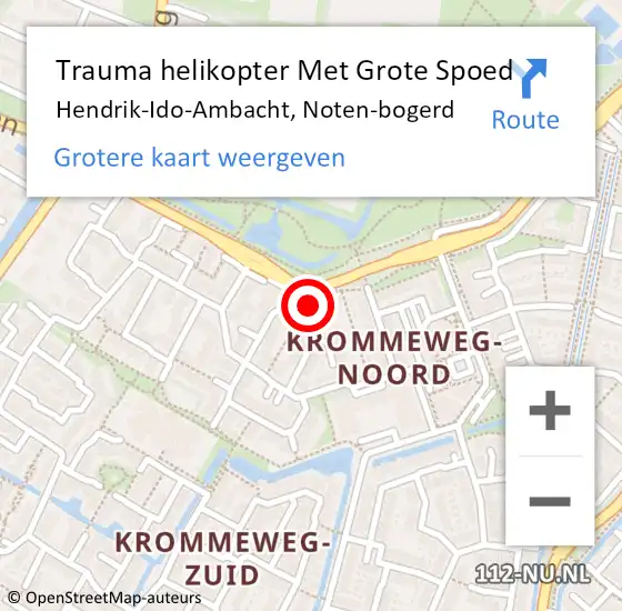Locatie op kaart van de 112 melding: Trauma helikopter Met Grote Spoed Naar Hendrik-Ido-Ambacht, Noten-bogerd op 9 december 2023 19:47