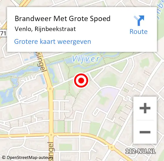 Locatie op kaart van de 112 melding: Brandweer Met Grote Spoed Naar Venlo, Rijnbeekstraat op 9 december 2023 19:52