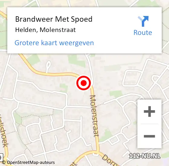 Locatie op kaart van de 112 melding: Brandweer Met Spoed Naar Helden, Molenstraat op 9 december 2023 19:56