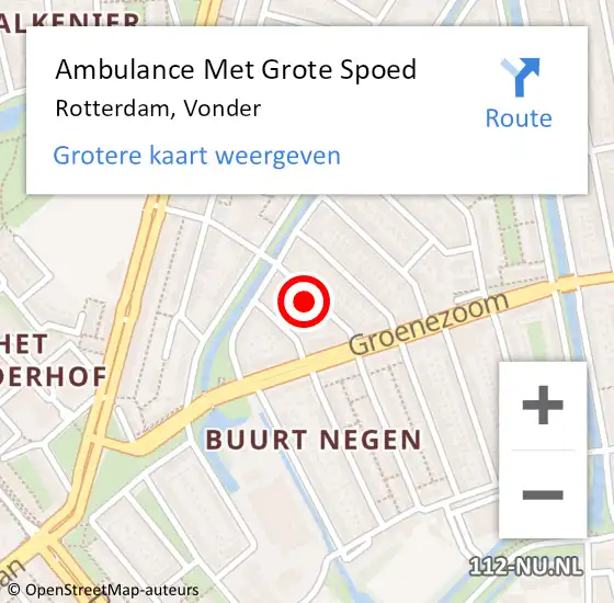 Locatie op kaart van de 112 melding: Ambulance Met Grote Spoed Naar Rotterdam, Vonder op 9 december 2023 19:58